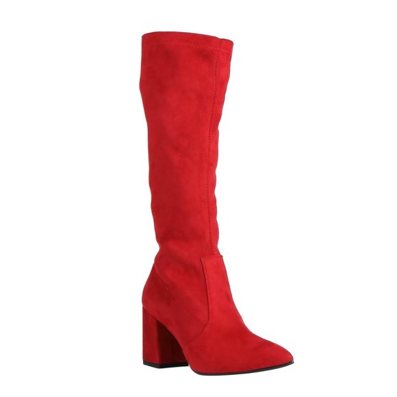 PREGUNTA square heel red Boots suede effect leather sole - Picture 2 of 13